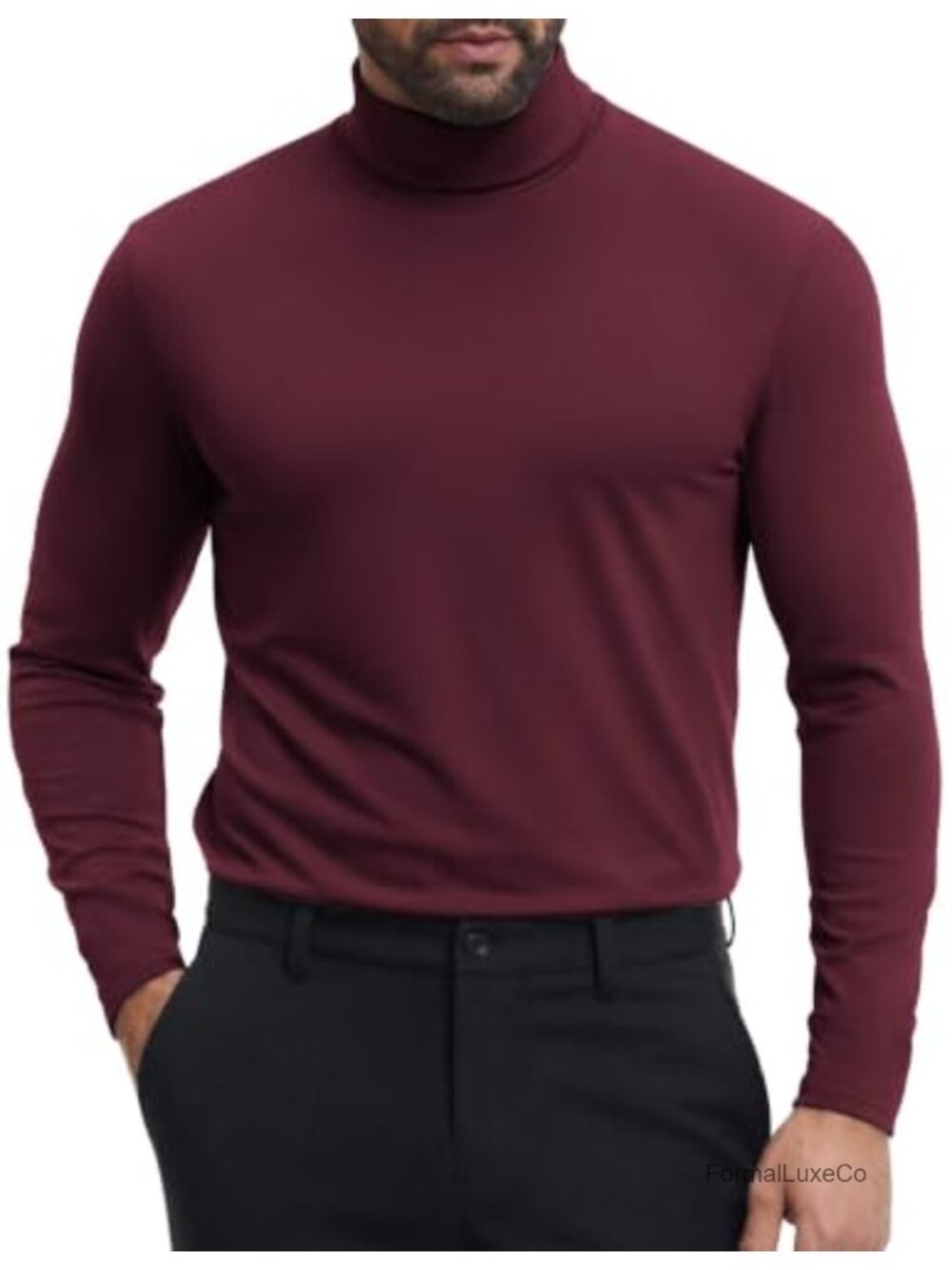 Mens Slim Fit Turtleneck Pullover Long Sleeve Thermal Knit Shirt